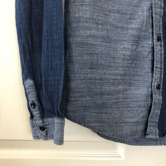 Epic Thread color block chambray shirt size large - Picture 4 of 6